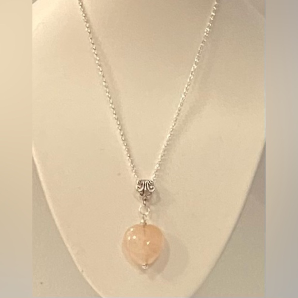 NEW Rose Quartz Heart choker